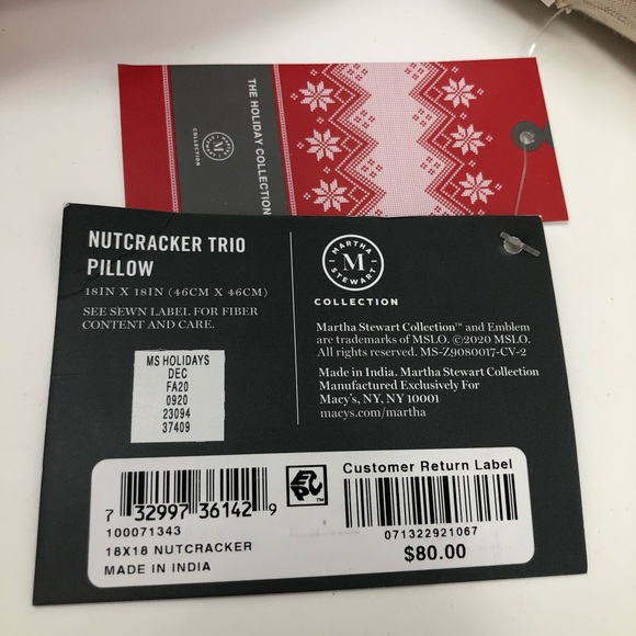 Martha Stewart Nutcracker Trio Pillow Christmas Throw Cushion 18”x18” Holiday Martha Stewart Nutcracker Trio Pillow Christmas Throw Cushion 18”x18” Holiday